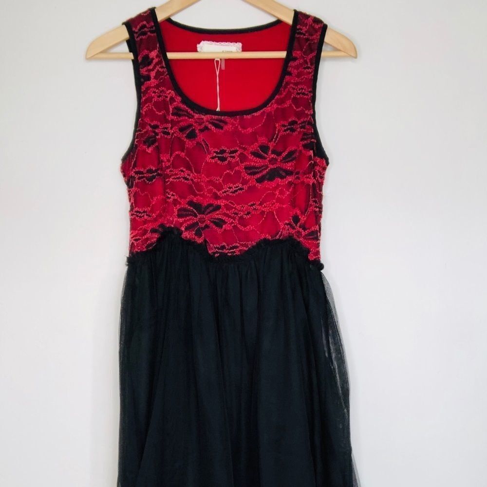 AREVE Red Black Lace Dress NWT S - Picture 5 of 9